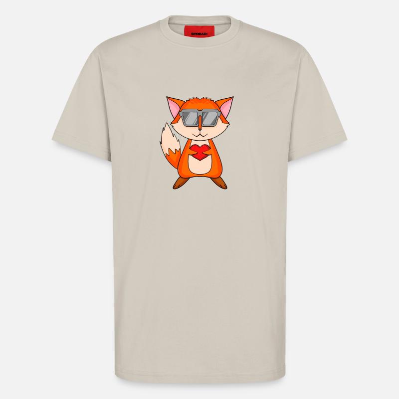 Fuchs mit Sonnenbrille und Herz - T-Shirt - made by SPREAD - WARM CLAY