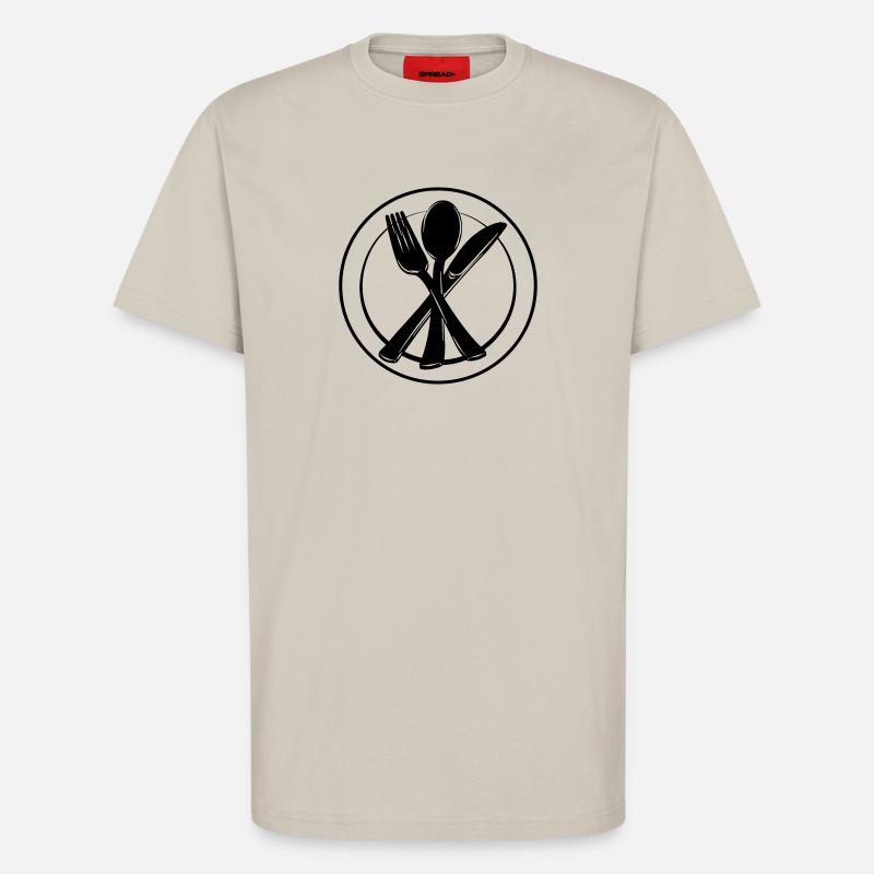 Messer, Gabel und Löffel auf Teller - T-Shirt - made by SPREAD - WARM CLAY