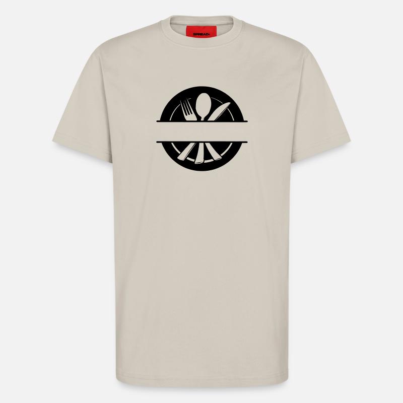 Besteck-Menü-Logo mit Teller - T-Shirt - made by SPREAD - WARM CLAY