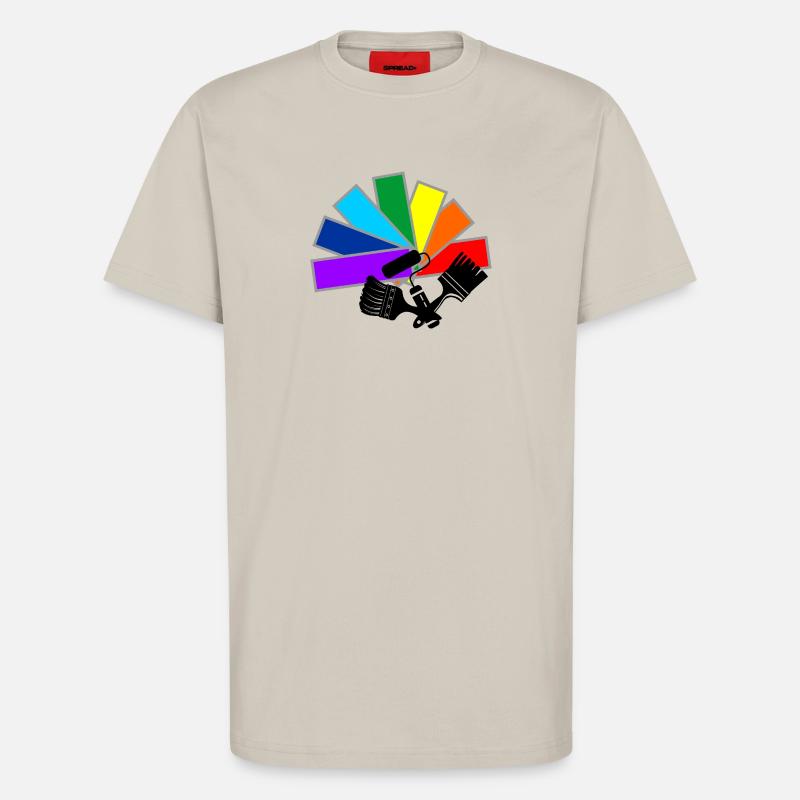 Farbfächerdeck mit Schattenpinseln und Rollenlogo - T-Shirt - made by SPREAD - WARM CLAY