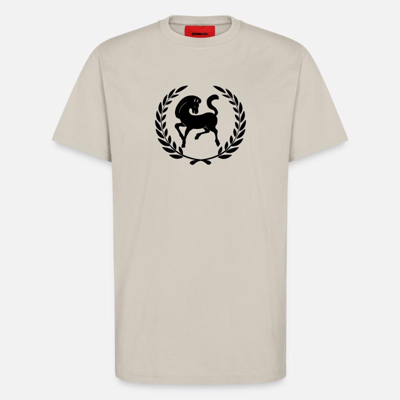Schwarzes Pferd im Lorbeerkranz - T-Shirt - made by SPREAD - WARM CLAY