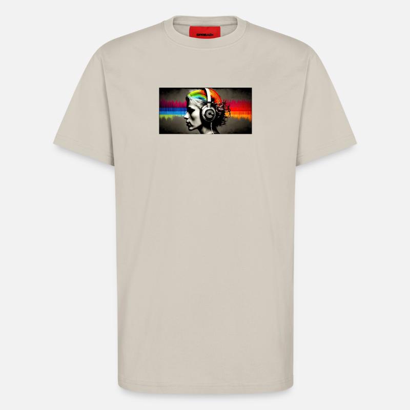 Rainbow Pulse Kopfhörer-Porträt - T-Shirt - made by SPREAD - WARM CLAY