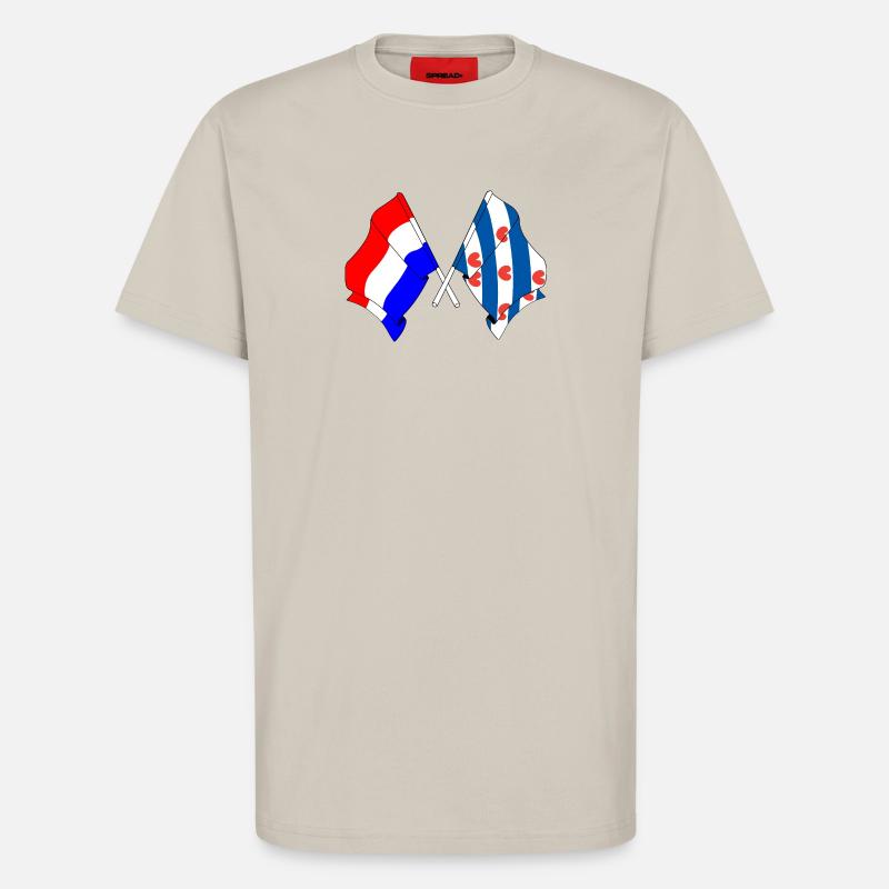 Drapeau des Pays-Bas, Frise croisé - T-shirt bio décontracté fabriqué en UE - WARM CLAY