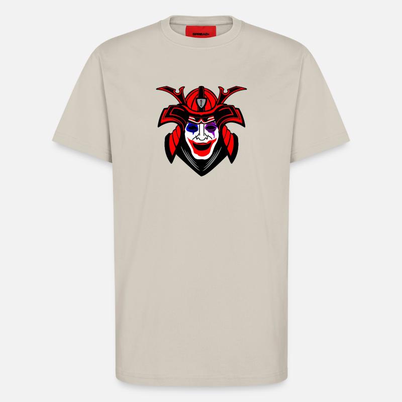 Glücklicher Samurai mit Menpo Maske - T-Shirt - made by SPREAD - WARM CLAY