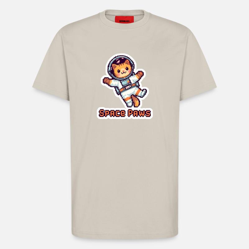 Space Paws – Pixel Cat Astronaut Sticker - T-Shirt - made by SPREAD - WARM CLAY