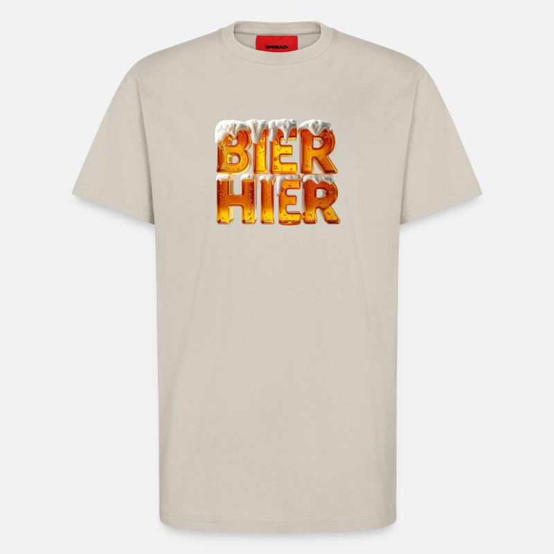 Bier? Hier! – 3D Bierglas-Buchstaben mit Schaum - T-Shirt - made by SPREAD - WARM CLAY