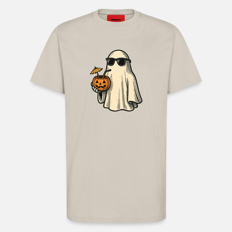 Cooles Halloweengespenst mit Cocktail - T-Shirt - made by SPREAD - WARM CLAY