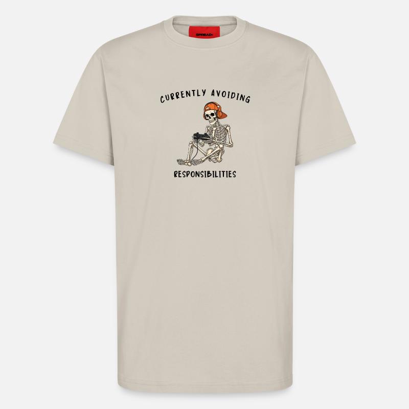 Skeleton Gaming Avoiding Responsibilities - T-Shirt - made by SPREAD - WARM CLAY