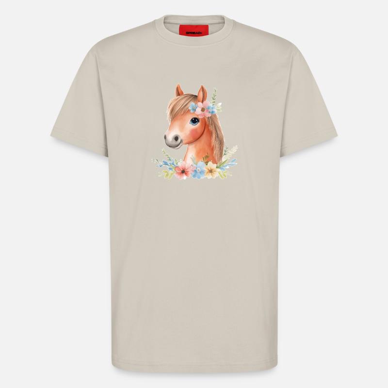 Süßes Pferd mit Blumen - T-Shirt - made by SPREAD - WARM CLAY
