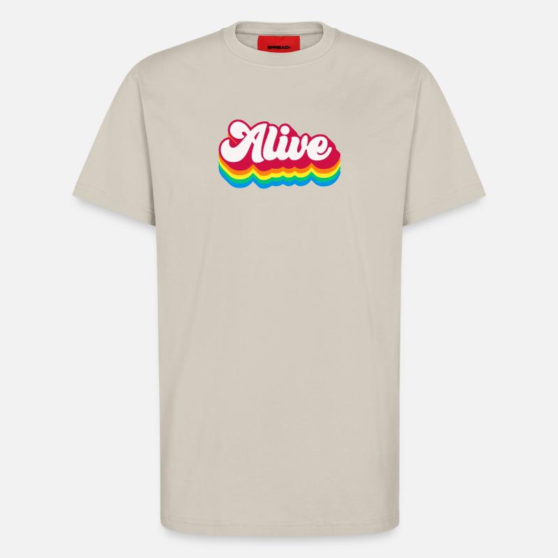 Alive - Retro Rainbow 70s - T-Shirt - made by SPREAD - WARM CLAY