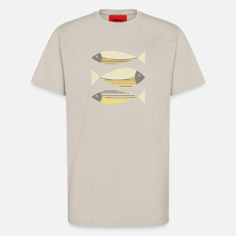 Illustrierter Grafikfisch Gelb-Grau - T-Shirt - made by SPREAD - WARM CLAY