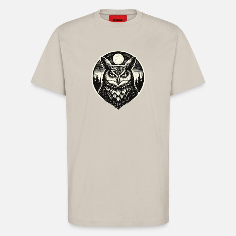 Silent Watch -  Eule im Woodcut Stil - T-Shirt - made by SPREAD - WARM CLAY