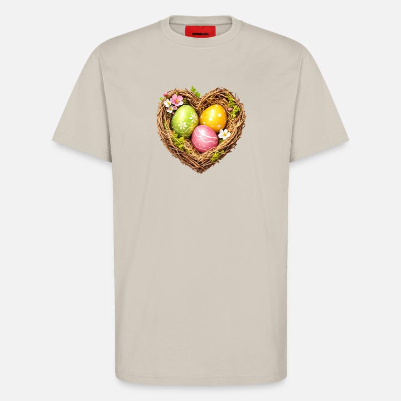 Herzförmiges Osternest mit Eiern - T-Shirt - made by SPREAD - WARM CLAY