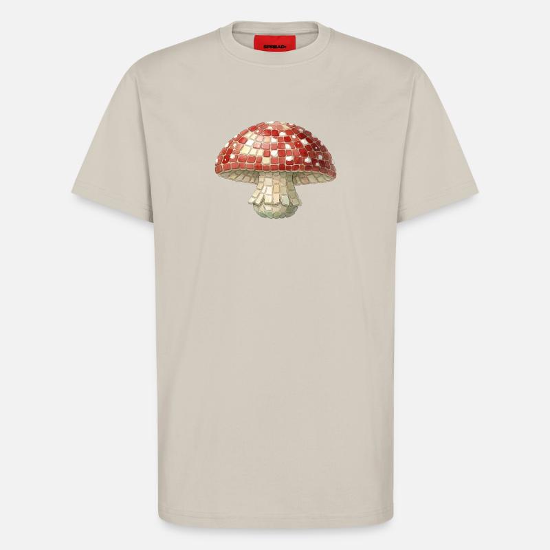 Toadstool Mosaic - Retro Forest for Mushroom Pickers - T-Shirt - made by SPREAD - WARM CLAY