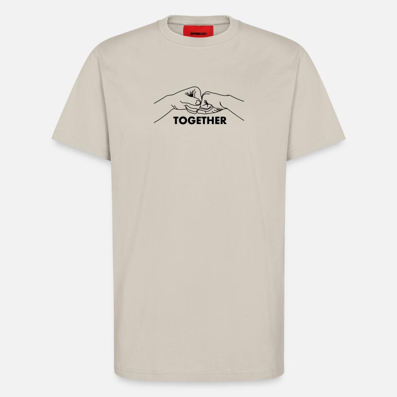 Zusammenarbeit bei Handgesten, Teamarbeit mit Text - T-Shirt - made by SPREAD - WARM CLAY