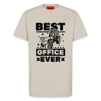 Traktor Office - T-Shirt - made by SPREAD - WARM CLAY - Front - Alina (178cm) & Michal (187cm)