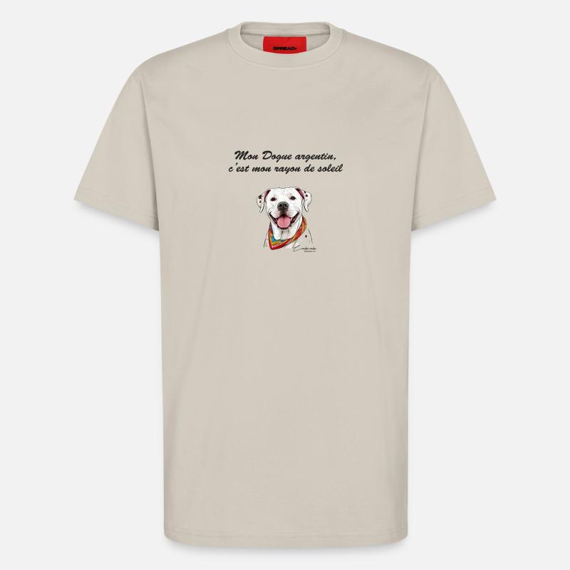 Dogue argentin rayon de soleil - T-shirt bio décontracté fabriqué en UE - WARM CLAY