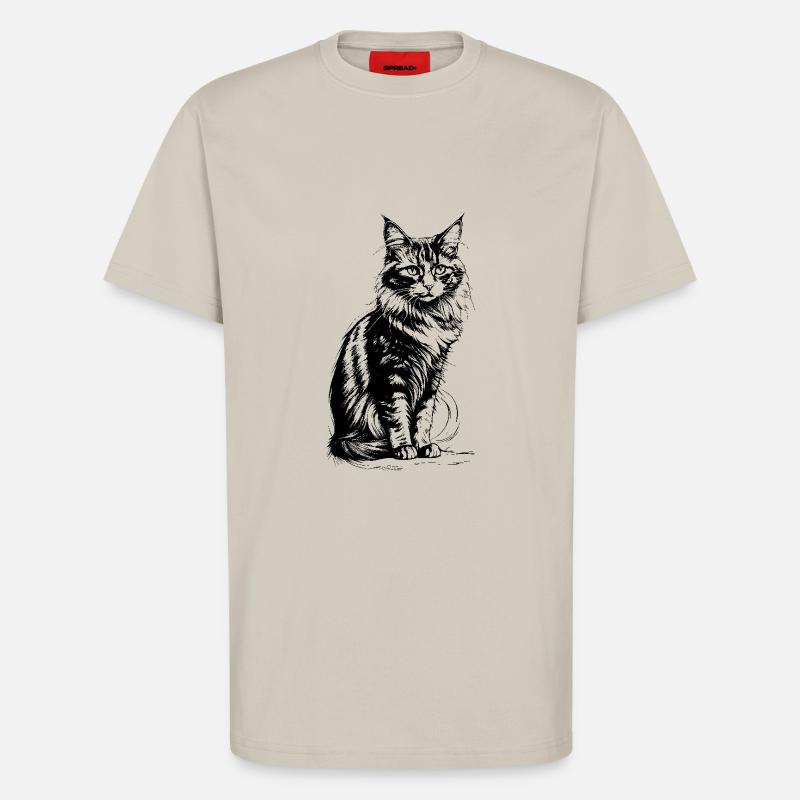 Stolze Katze schwarz-weiß - T-Shirt - made by SPREAD - WARM CLAY