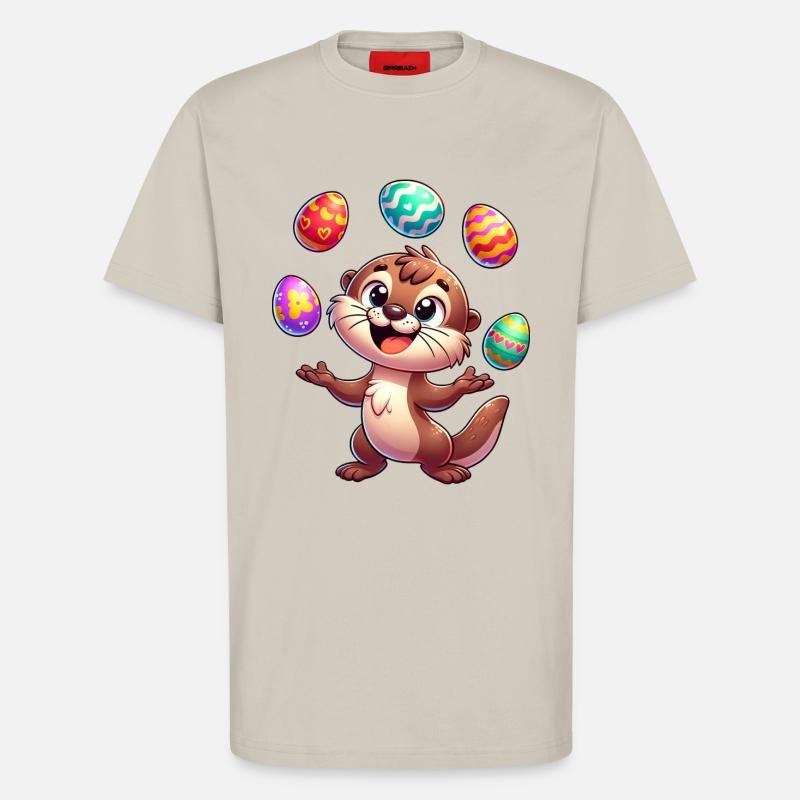 Easter Otter Juggling Easter Eggs, - T-Shirt - made by SPREAD - WARM CLAY