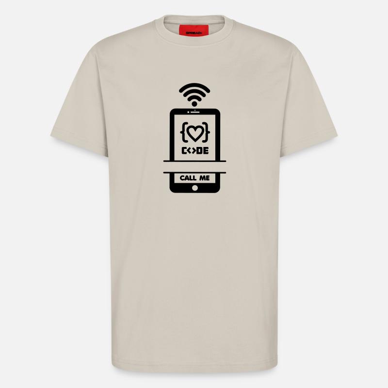 Codiste Appelez-moi code téléphone coeur - T-shirt bio décontracté fabriqué en UE - WARM CLAY