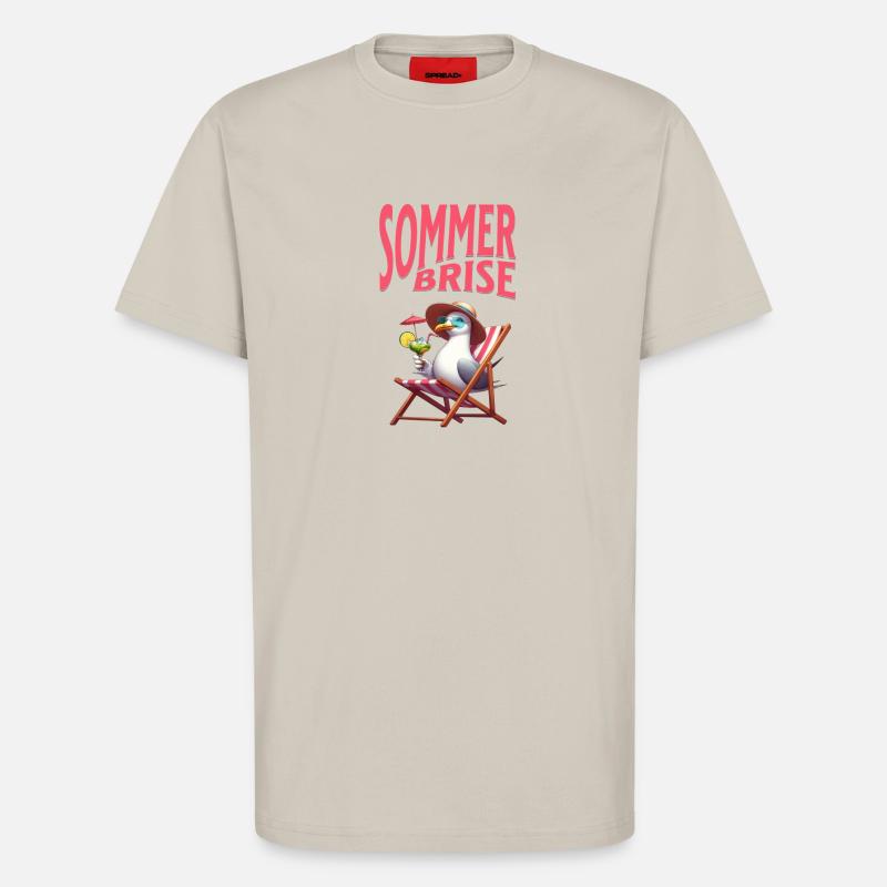 Sommerbrise - Möwe mit einem Cocktail  - T-Shirt - made by SPREAD - WARM CLAY