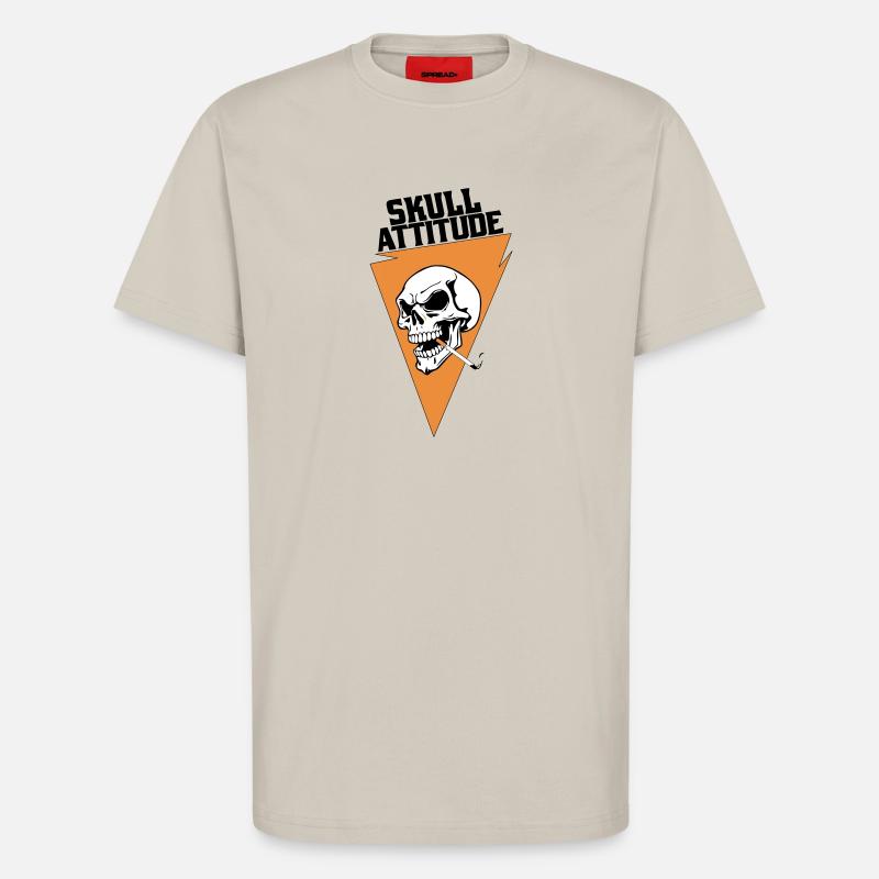 Rebell Totenschädel mit Dreieck Zigarette - T-Shirt - made by SPREAD - WARM CLAY