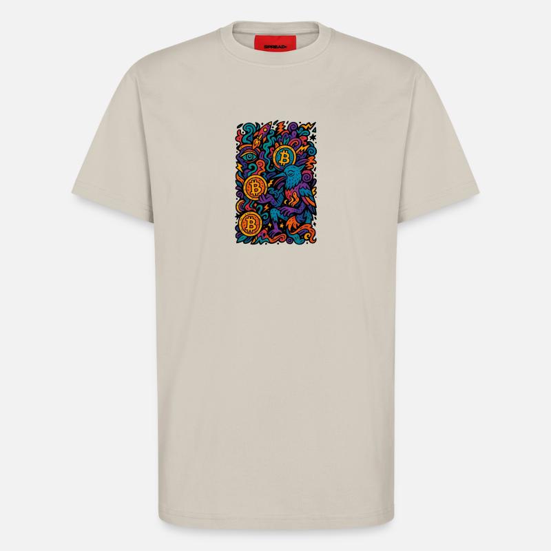 Bunte Digitale Kunst mit Bitcoin Motiven - T-Shirt - made by SPREAD - WARM CLAY