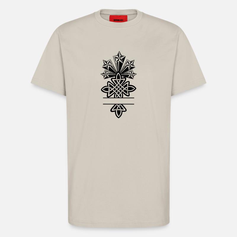 Monogramme de croix celtique cinq étoiles - T-shirt bio décontracté fabriqué en UE - WARM CLAY