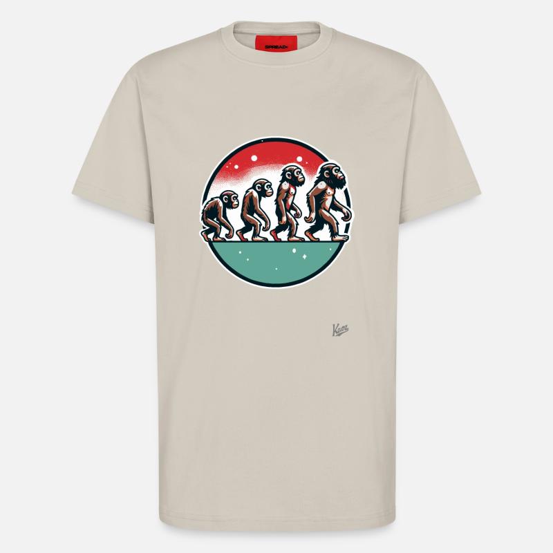 Evolution du singe - T-shirt bio décontracté fabriqué en UE - WARM CLAY