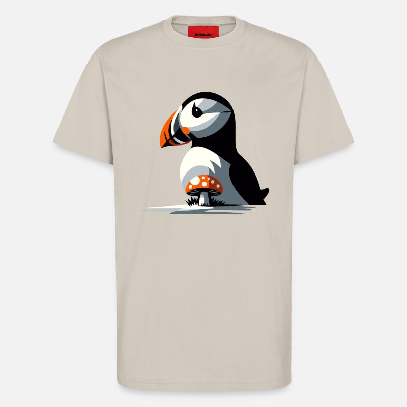 Puffin and toadstool - T-Shirt - made by SPREAD - WARM CLAY
