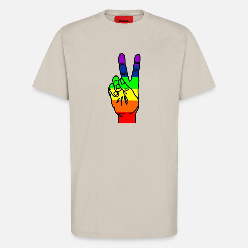 Regenbogen-Handfrieden - T-Shirt - made by SPREAD - WARM CLAY