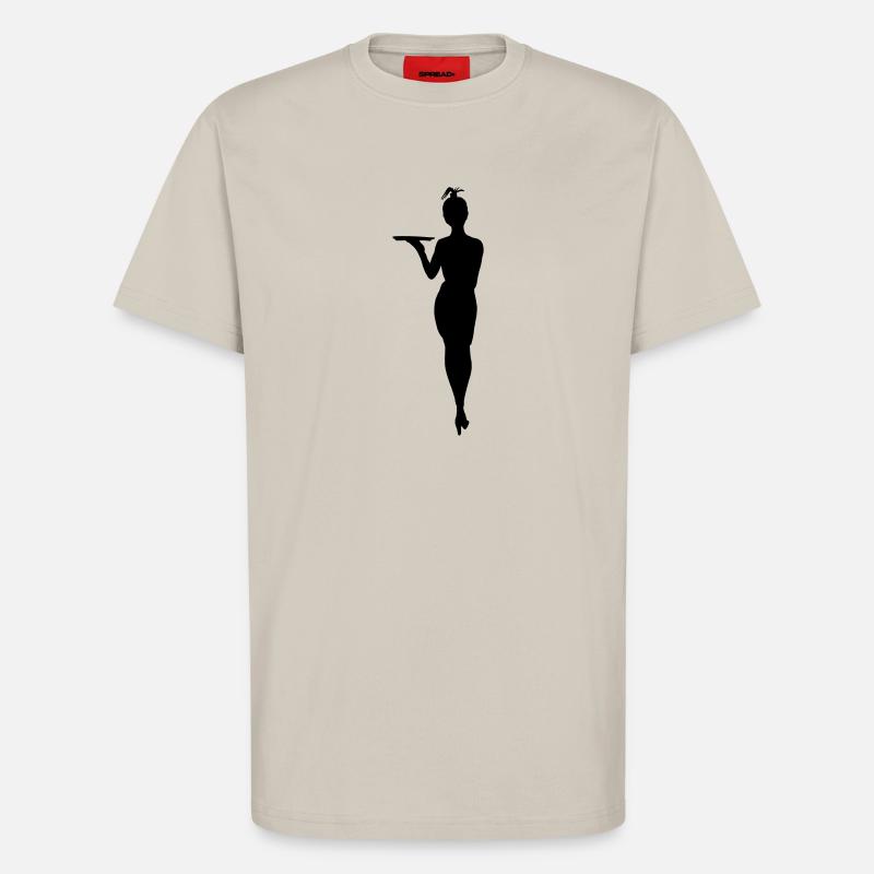 Challenging waitress with tray shadow figure - T-Shirt - made by SPREAD - WARM CLAY