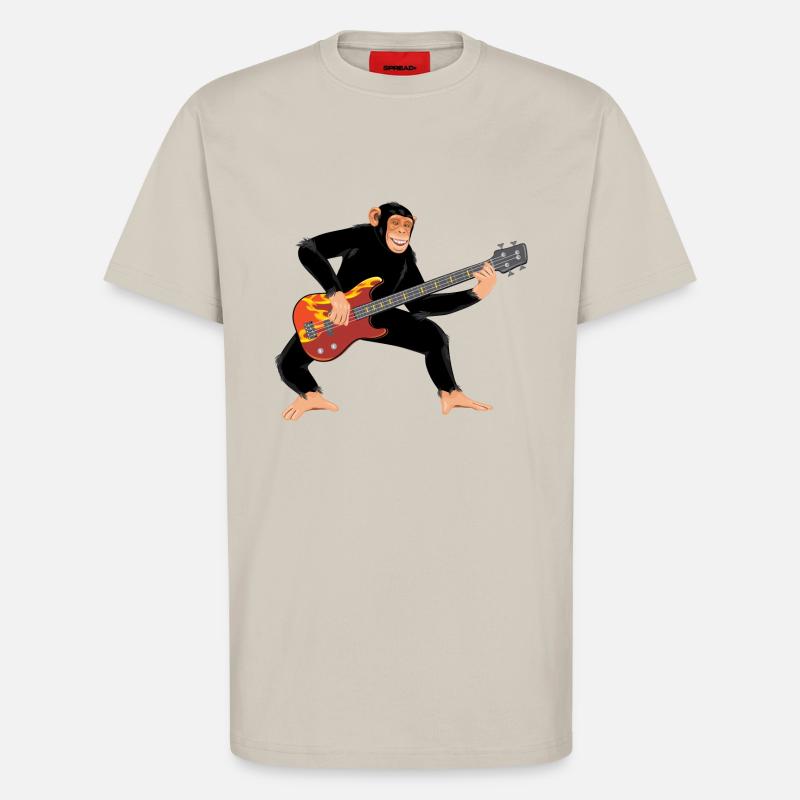 Affe mit E-Bass - T-Shirt - made by SPREAD - WARM CLAY
