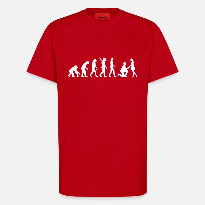 Évolution Mariage - T-shirt bio décontracté fabriqué en UE - rouge