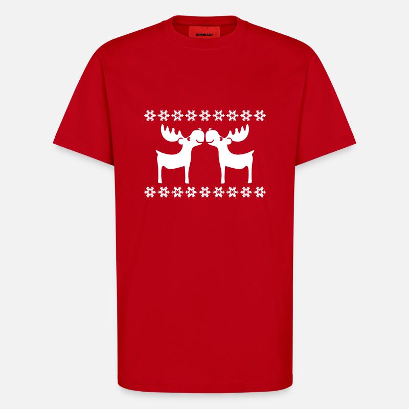 Moose renne cerf noël Rudolf - T-shirt bio décontracté fabriqué en UE - rouge