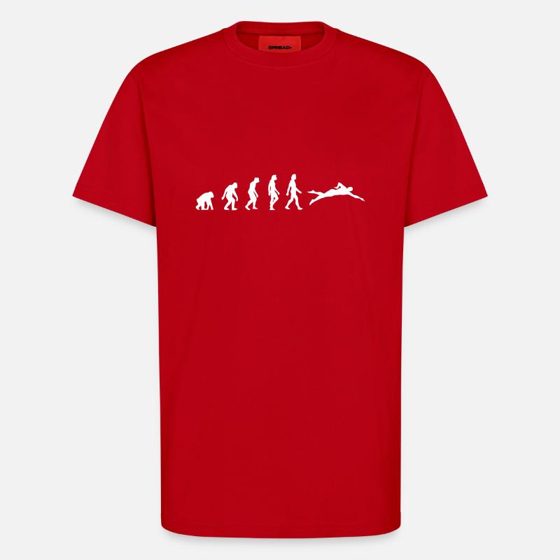 Die Evolution des Schwimmens - T-Shirt - made by SPREAD - Rot