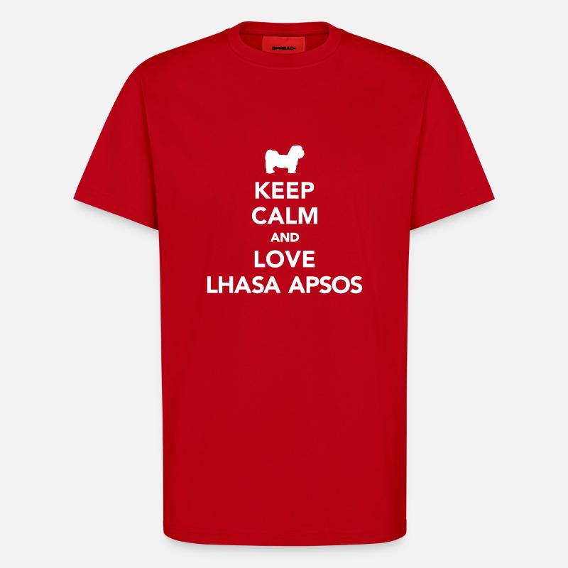 Lhasa Apso - T-shirt bio décontracté fabriqué en UE - rouge
