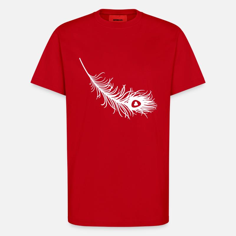 Feder mit Herz - T-Shirt - made by SPREAD - Rot