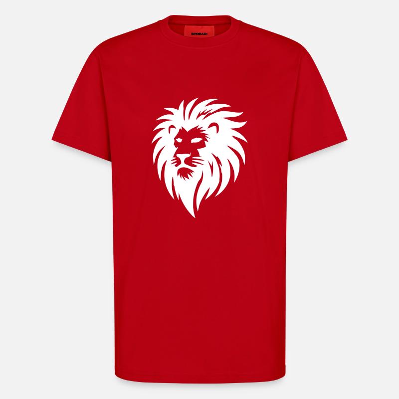 lion - T-shirt bio décontracté fabriqué en UE - rouge