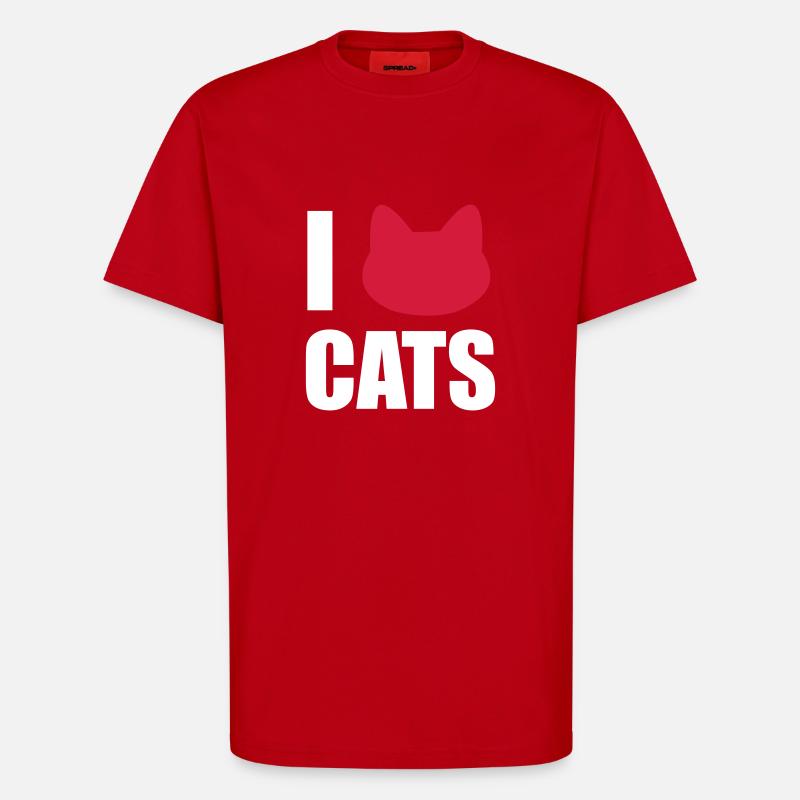 J’adore les chats - T-shirt bio décontracté fabriqué en UE - rouge