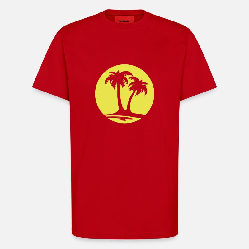 Freizeit - Palmen Sonne - T-Shirt - made by SPREAD - Rot