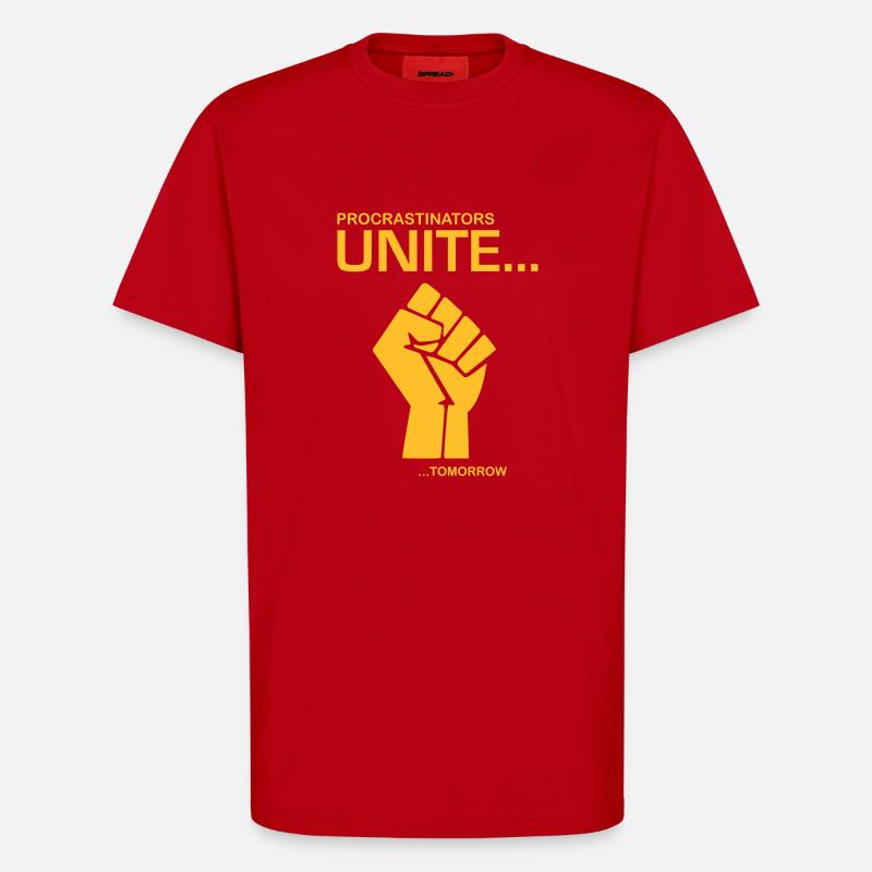 Procratinators Unite - T-shirt bio décontracté fabriqué en UE - rouge