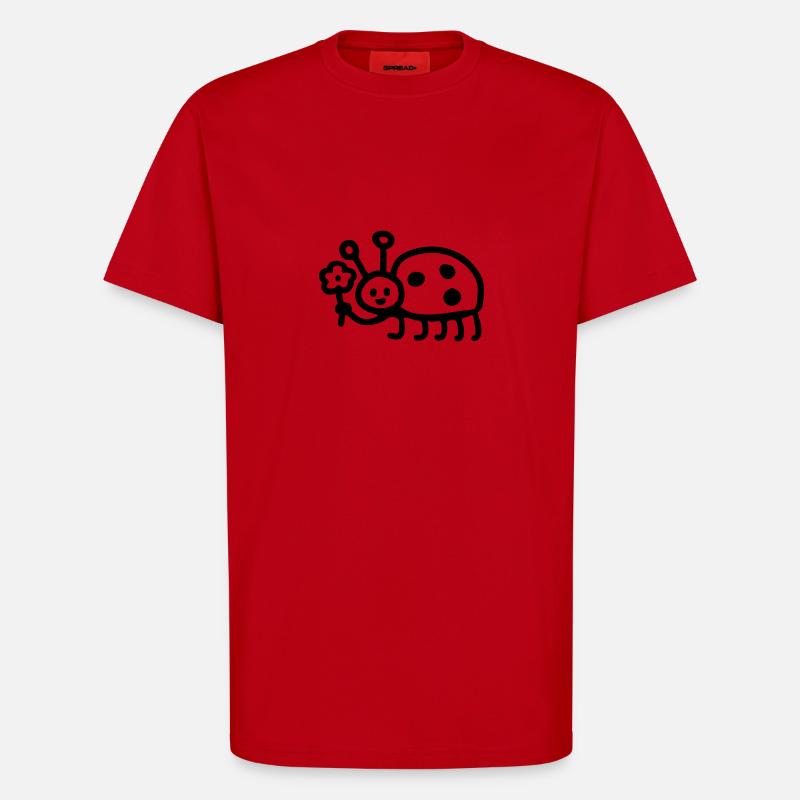 Coccinelle - Fleur - Line - T-shirt bio décontracté fabriqué en UE - rouge