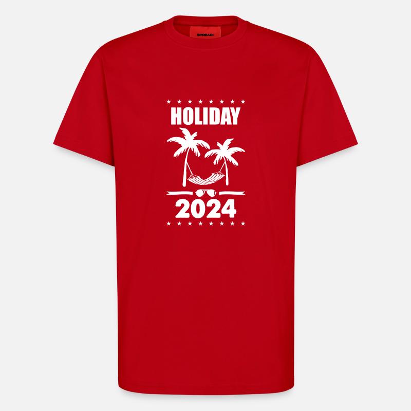 Vacances 2024 - T-shirt bio décontracté fabriqué en UE - rouge