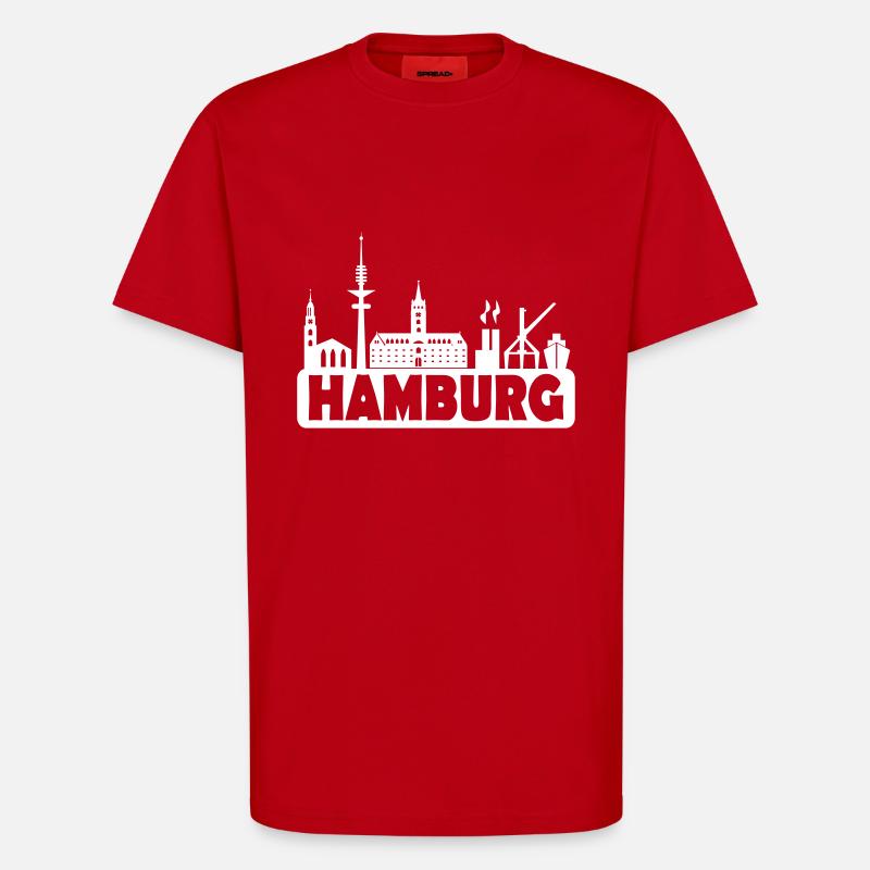 Skyline Hamburg - Hamburger Skyline - T-Shirt - made by SPREAD - Rot