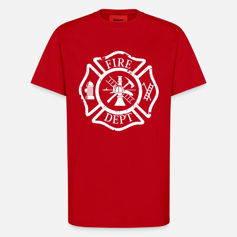 Pompier - T-shirt bio décontracté fabriqué en UE - rouge
