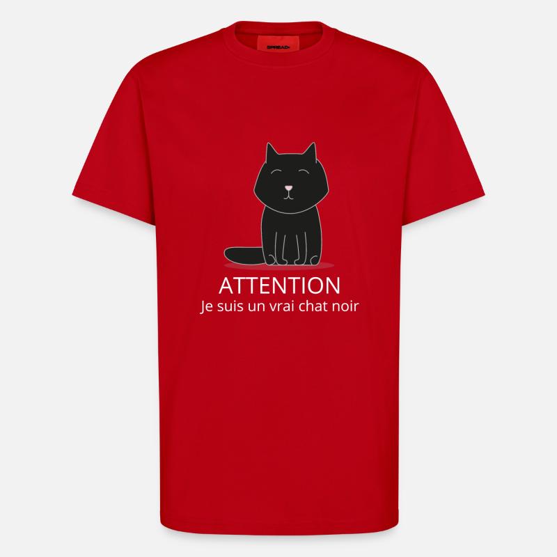 Chat noir - T-shirt bio décontracté fabriqué en UE - rouge