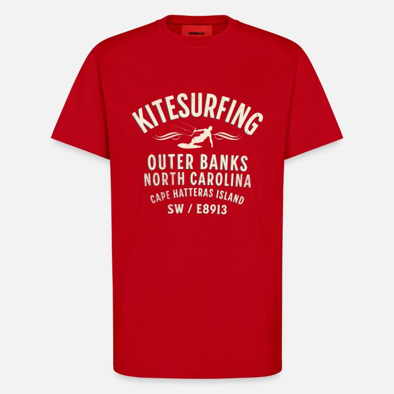 Kitesurfing Outer Banks Nth Carolina - T-shirt bio décontracté fabriqué en UE - rouge