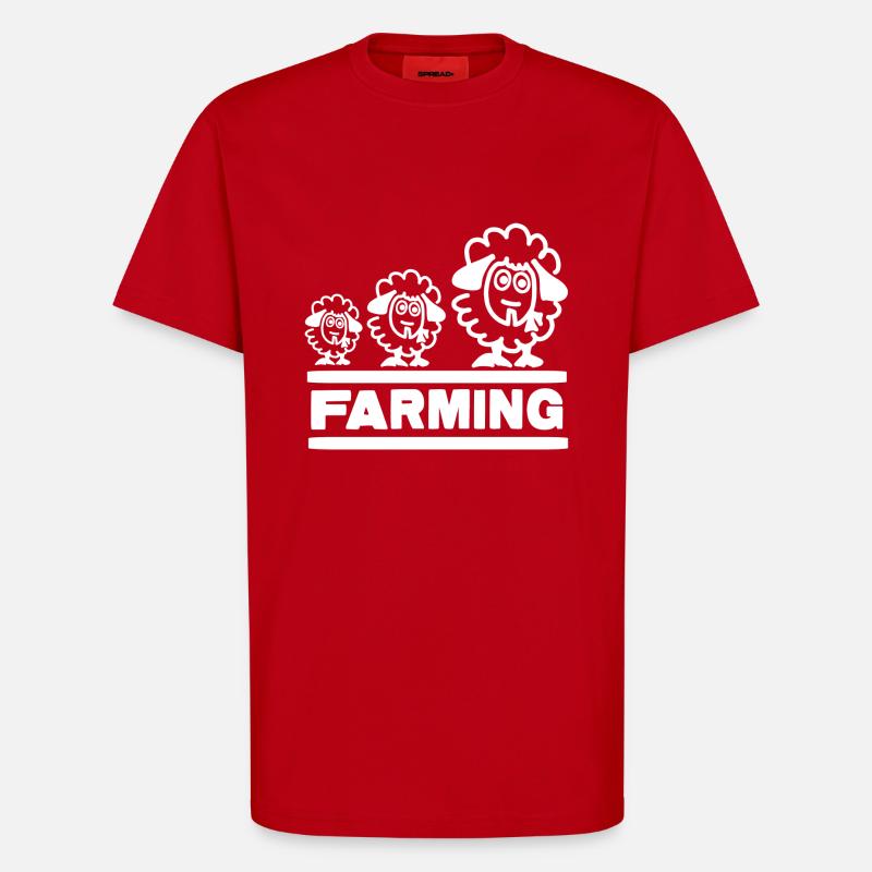 Landwirtschaftsbauer Evolution Schafe - T-Shirt - made by SPREAD - Rot