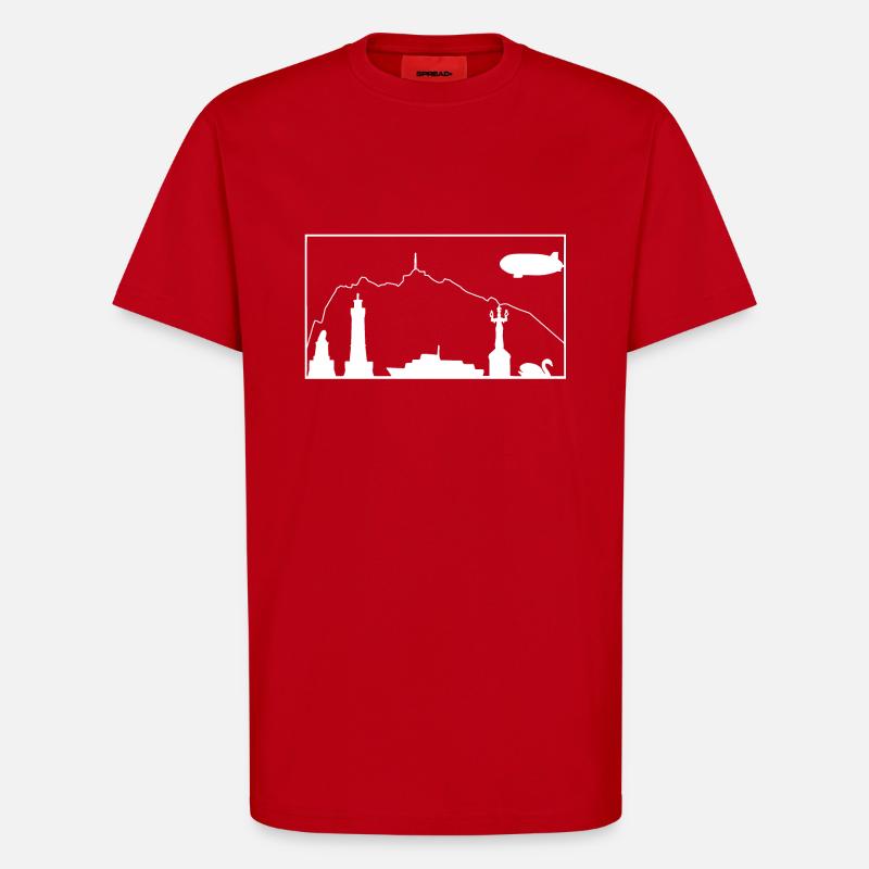 Bodensee & Pfänder | Silhouette filled | Weiß - T-Shirt - made by SPREAD - Rot
